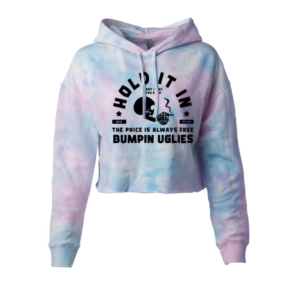Women's Hold It In Tie Dye Crop Hoodie (Cotton Candy)