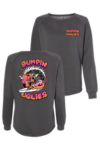 Women's Pug Surfer Crewneck (Heather Dark Gray)