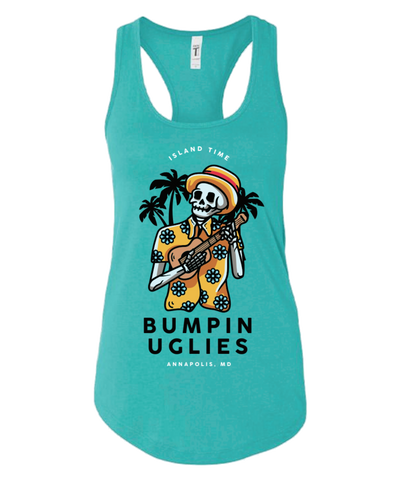 Women's Island Time Ukulele Tank (Teal)